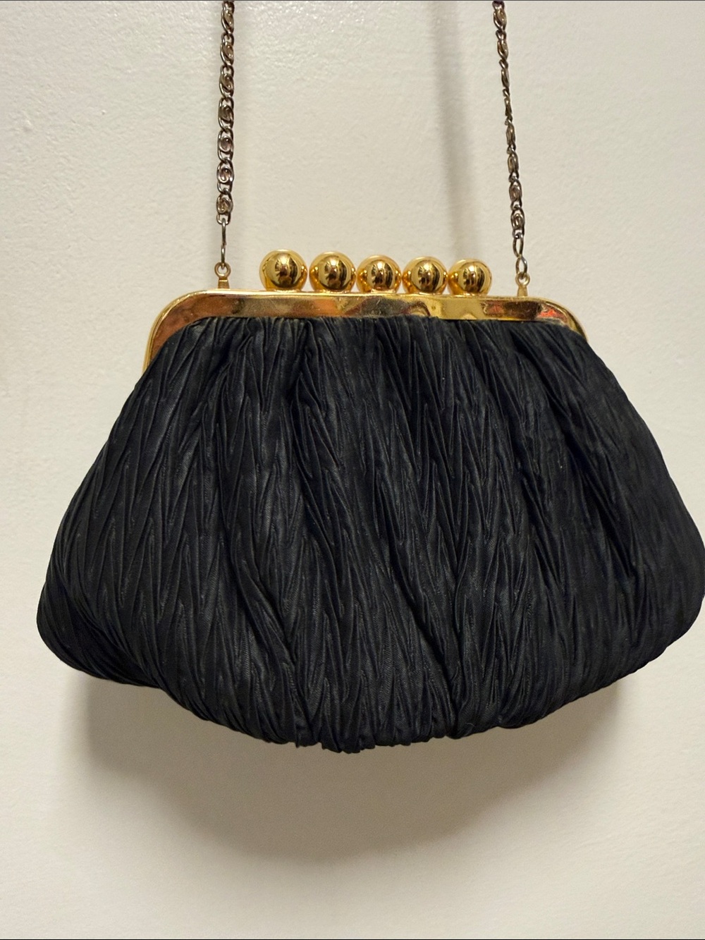 Vintage Classic Black Evening Clutch with Gold Frame